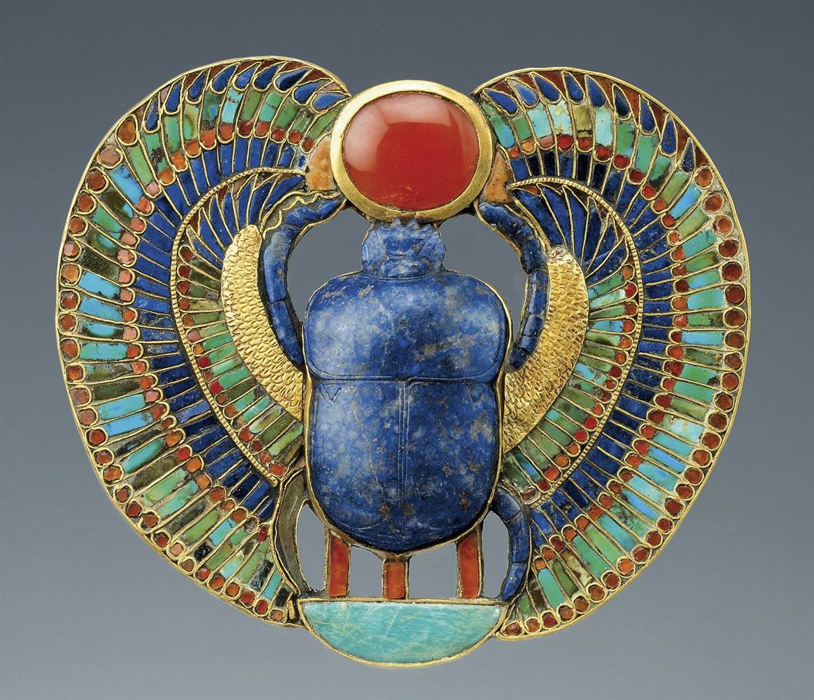 Gold, Lapis, Carnelian, and Turquoise Scarab Bracelet in the Style of  Tutankhamun | Barakat Gallery Store