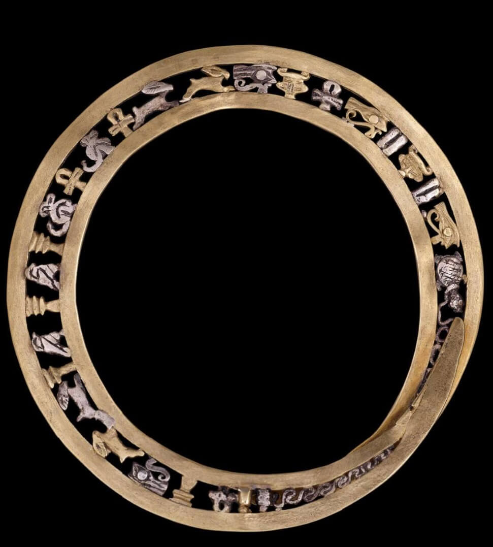 Middle Kingdom Bangle with gold & silver amulets Egypt Museum