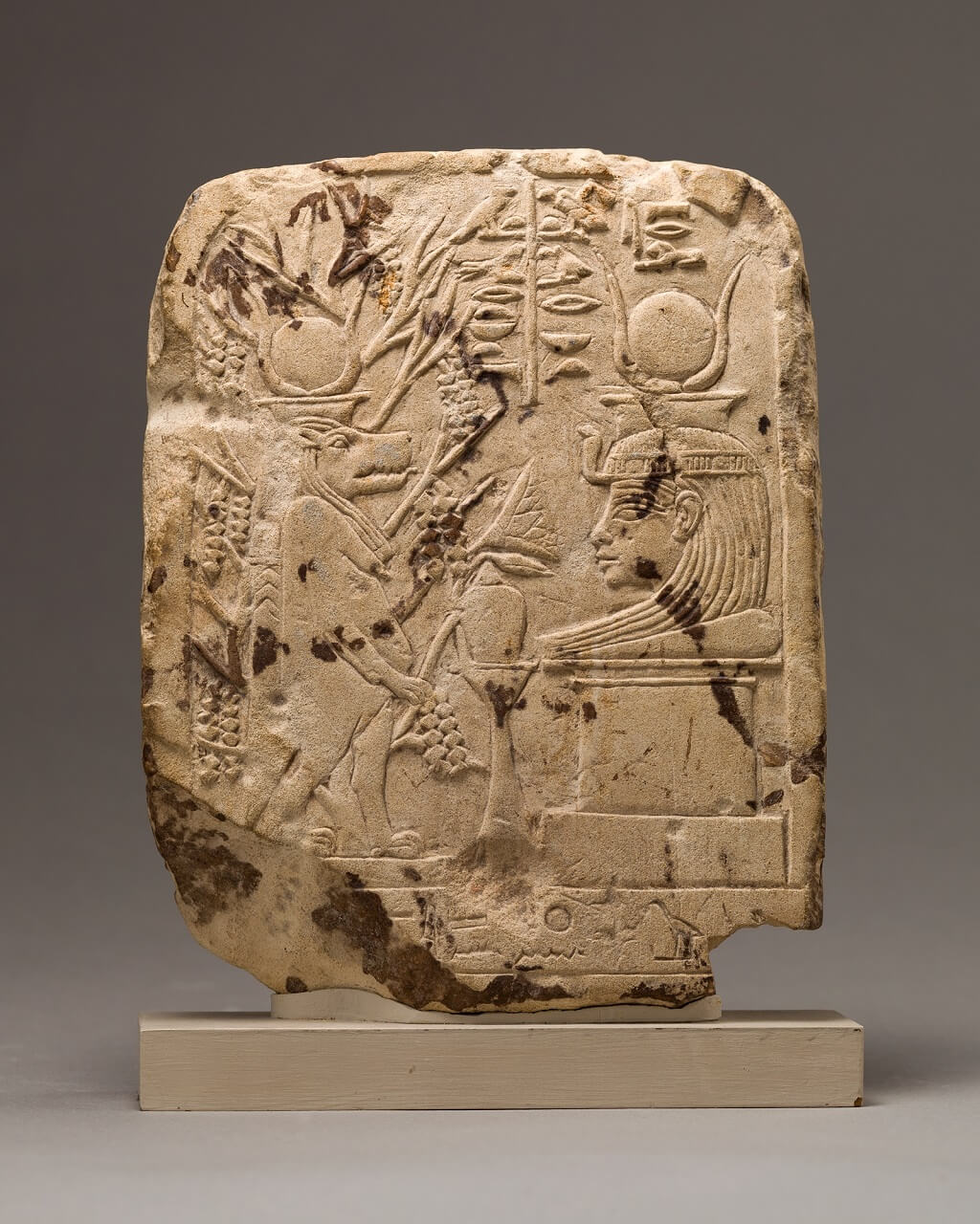 Votive stela with figures of Goddesses Taweret and Mut of Isheru Egypt Museum